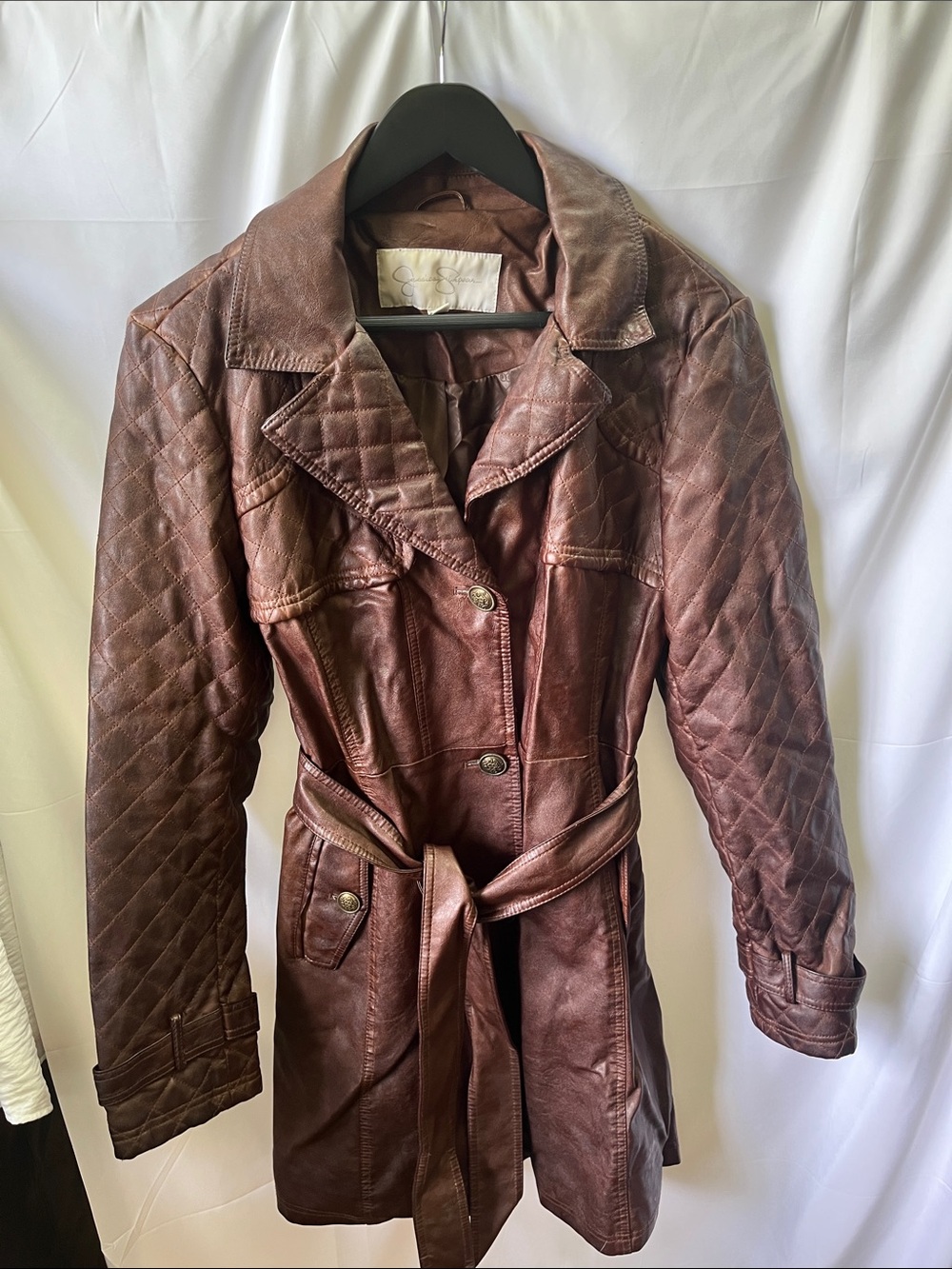 Jessica Simpson Quilted Belted Trench Coat - Brown